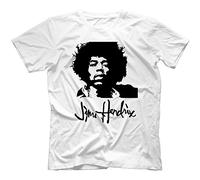 Bees Knees Tees Jimi Hendrix Autograph T-Shirt, Blanc, Large
