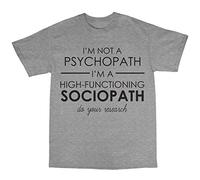 Bees Knees Tees Sherlock Holmes Sociopath T-Shirt, Gris, Small