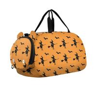 Bees Sac de sport fourre-tout avec ailes blanches noires et jaunes pour filles, Halloween Sorcières Noires Orange, Classique
