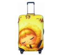 Bees Sleep Among Flowers Housse de protection élastique pour valise de voyage Motif imprimé anti-rayures, Noir , M