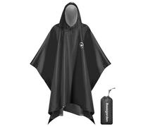 Beesgarden Imperméable Poncho Pluie avec Capuche, Léger, Polyester, Noir, Taille Unisexe 30-32, Pour Adultes, Camping, Randonnée, Vélo, Pêche, Voyage, Moto, Tous Saisons