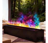 BEESOM Cheminée électrique Vapeur Eau 3D,Cheminée Atomisation 3D Encastrable,7 Couleurs Flamme + Design Compact,Contrôle Télécommande + Humidificateur,Studio/Café/Chambre 9colors-50CM