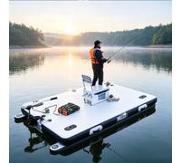 BEESOM Dock Flottant Gonflable Pêche 2M/2,5M,Ponton Plateforme avec Pompe 12vmotor-2.5M