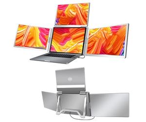 BEESOM Extension D'écran Triple pour Ordinateur,14" Ecran Pc Portable Additionnel,Ultra-Thin Triple Moniteur Portable,Compatible avec Portables 14-15,6 Pouces - Plug-and-Play sans Installation 14in