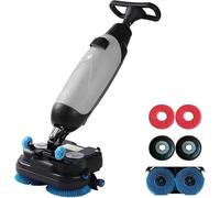 BEESOM Laveuse Sol Professionnelle sans Fil pour Carrelage,2 Brosses Motorisées,Réservoirs 4l/6l,Vitesse 240 RPM,Nettoyage en Profondeur Adapté Aux Sols Durs,Maison Et Petit Commerce Grey