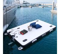 BEESOM Plateforme Flottante Gonflable,Quai Ponton Pêche 2M/2,5M avec Pompe Nomotor-2.5M