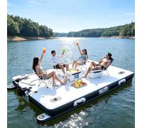 BEESOM Plateforme Natation Gonflable 2M/2,5M,Quai Flottant Pêche Ponton PVC 12vmotor-2.5M