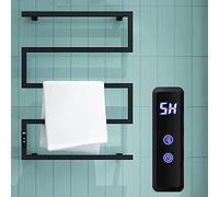 BEESOM Radiateur Sèche Serviette Électrique, Noir Chauffage sèche-Serviettes avec Minuterie, LCD écran Tactile, IP56 Anti-éclaboussures, 45-70 ℃ Réglable Température,Plugin-220V