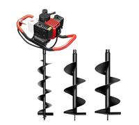 BEESOM Tarière à Essence à 4 Temps,Tarière Terre Essence,199cc 3cv + 3 Forets (100/200/300mm) + Amortissement Vibrations, Clôture/Plantation/Jardin,Bricoleurs/Professionnels Jardinage 20/25/30cm