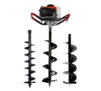 BEESOM Tarière Poteau Electrique,Tarière à Essence,199cc 4 Temps + 3 Forets (100/200/300mm) Clôture/Jardin/Plantation,Perçage Efficace + Amortissement Vibrations,Professionnels/Bricoleurs 20/25/30cm