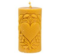 BeesWax World - Bougies en cire d’abeille faites main « Love » - Cœurs, ours et cylindres - Décoration et idée cadeau (Cœur féerique - H 120 mm | Ø 65 mm)