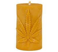 BeesWax World - Bougies en cire d'abeille 100 % pure, faites à la main - Mèche en coton, décoratives et durables - Combustion propre, différentes formes (Cylindre feuille chanvre - H 100 mm | Ø 6 cm)