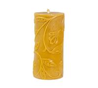 BeesWax World Bougies en cire d'abeille - Piliers décoratifs faits à la main en 6 designs - 100% cire d'abeille pure - Sans fumée et durable (Feuilles : hauteur 15 cm, Ø 7 cm)