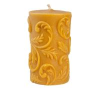 BeesWax World Bougies en cire d'abeille - Piliers décoratifs faits à la main en 6 designs - 100% cire d'abeille pure - Sans fumée et durable (Fougères : hauteur 14,5 cm, Ø 7,8 cm)