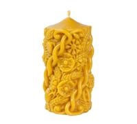 BeesWax World Bougies en cire d'abeille - Piliers décoratifs faits à la main en 6 designs - 100% cire d'abeille pure - Sans fumée et durable (Plantes : hauteur 15 cm, Ø 8,5 cm)