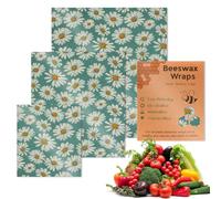 Beeswax Wrap Set Of 3 | Beeswax, Paper, 17.5x20 / 25x28 / 33x35cm | Reusable Food Wraps | Eco Friendly Free Alternative For Kitchen Storage