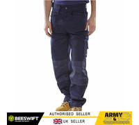 Beeswift Click Pantalon De Travail Poids Lourd Bleu Toile Coussinet Genou