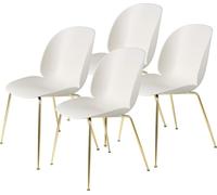 GUBI Beetle Chaise de Table à Manger Conique Base/Laiton Semi Mat/ Blanc Albâtre 4 Pcs.