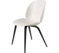 Beetle Chaise de Table à Manger Base en Bois Hêtre Teinté Noir Semi-Mat/Alabastre Blanc