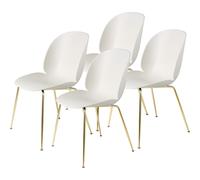 Beetle Chaise de Table à Manger Conique Base/Laiton Semi Mat/ Blanc Albâtre 4 Pcs.