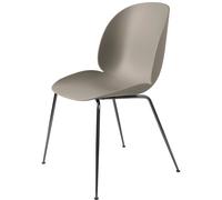 Beetle Chaise de Table de Salle à Manger Base Conique Chrome Noir/ Nouveau Beige