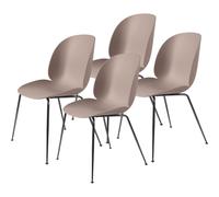 Beetle Chaise de Table de Salle à Manger Base Conique/Chrome Noir/ Rose Doux 4 Pcs.
