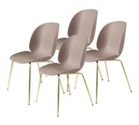 Beetle Chaise de Table de Salle à Manger Base Conique/Laiton Semi Mat/ Rose Doux 4 Pcs.