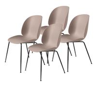 Beetle Chaise de Table de Salle à Manger Base Conique/Noir Mat/Rose Doux 4 Pcs.