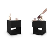 Beetle Print Commode Noire Double Compartiment Secret Serrure NFC App Bluetooth Coffre-Fort Invisible Meuble camouflé Double Fond Push Open Table de Chevet sécurisée Meuble Espion Anti-effraction