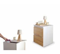 Beetle Print SecretMaid - Table de Nuit avec Compartiment Caché et Serrure NFC + Application - Coffre-Fort Camouflé pour Ranger Argent et Objets de Valeur - Design Blanc et Bois Naturel