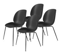 Beetle Table à Manger Chaise Rembourrée avec Base Conique Noir 4 Pcs.