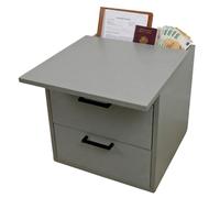 Beetle Wood Table de chevet grise avec compartiment secret et double fond caché | Tiroir caché avec serrure électronique NFC et RFID | Meuble coffre-fort camouflé pour argent, bijoux et documents