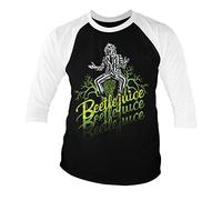 BEETLEJUICE Licence Officielle Baseball T-Shirt à Manches 3/4 (Noir-Blanc), Medium