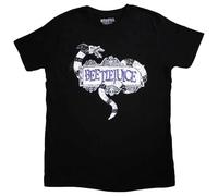 Beetlejuice T-shirt unisexe pour adulte avec badge serpent, noir, Taille L