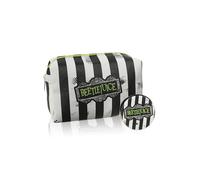 Beetlejuice Trousse de Maquillage Multicolore | Pochette cosmetique pour Femme avec Motif a Rayures | Porte-Maquillage avec Logo pour Adultes | Trousse de Beaute de Voyage Gothique pour Dames