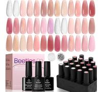 Beetles 20 Colours Jelly Nail Gel Polish, Jelly Semi-Permanent Nude Paradise Collection Glitter White Pink Peach Red Cherry Colour With Top Coat And Base Coat