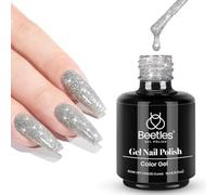 Beetles Diamond Gel Polish Color 15ml Nail Gel Silver Glitter Nail Gel Soak Off LED Nail Lamp Gel Polish Nail Art Manicure DIY Home Solid Gel 0.5Oz