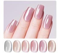 Beetles Ensemble de vernis à ongles gel œil de chat, 6 couleurs gelée scintillante, rose nude, violet, vernis à ongles gel printanier avec aimant