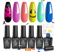 Beetles Gel Nail Polish Set, 6 couleurs estivales Gel Polish nail art arc-en-ciel lumineux orange bleu rose vert néon pour ongles DIY nail art cadeau pour filles pool party manucure de vacances