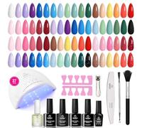 Beetles Gel Polish Lot de 37 vernis de finition mat brillant UV | Kit de démarrage de vernis à ongles gel pastel 25 couleurs vert, rose, rouge, bleu, violet avec tous les outils de manucure