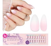 Beetles Lot de 224 faux ongles courts en gel amande Rose ombré 16 tailles