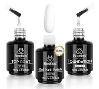 Beetles Lot de 3 vernis à ongles gel sans essuyage 15 ml avec couche de base et couche de finition brillante Blanc brillant et durable