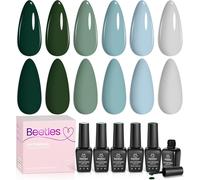 Beetles Lot De 6 Vernis À Ongles En Gel Bleu Layette, Gris Brouillard, Vert Foncé, Vernis À Ongles Uv, Bleu Bébé, Vernis À Ongles D'automne, Lampe À Ongles Led, À Détremper, Kit De Manucure