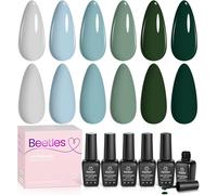 Beetles Lot De 6 Vernis À Ongles En Gel Bleu Layette, Gris Brouillard, Vert Foncé, Vernis À Ongles Uv, Bleu Bébé, Vernis À Ongles D'automne, Lampe À Ongles Led, À Détremper, Kit De Manucure