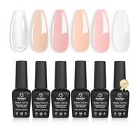 Beetles Lot de 6 vernis à ongles gel de construction 8 en 1 gel transparent pour extension de vernis à ongles gel dur rose laiteux pour extensions d'ongles en strass
