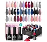 Beetles - Lot de vernis à ongles gel UV - 20 couleurs - Collection moderne Muse - Nude gris rose bleu pailleté - Kit de démarrage de manucure avec base mate et top coat brillant 3 pièces - Pour le