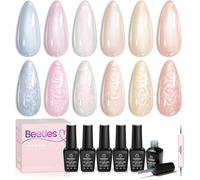 Beetles Perle Vernis Semi Permanent, Lot De Vernis À Ongles Gels 6 Couleurs Miroiter Sirène Blanc Rose Bleu Paillettes, Sèch[YG1178]