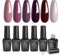 Beetles Red Gel Nail Polish Set - Peach Pink Gel Polish Kit Purple Burgundy Red Nail Gel Polish Skin Tone Nail Polish - Soak Off Nail Lamp Gel Nail Kit 7.3 Ml Each Bottle Gift