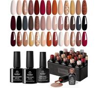 Beetles Semi-Permanent Nail Polish, 20 Colours Set Of Gel Nail Polish Gels, Pink Worms, Nude Brown, White, Gold, Orange, Dries Under Uv/Led Lamp, Gifts For Women