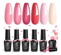 Beetles Vernis à ongles gel, 6 couleurs Vernis gel Nude-Pink Rose rouge Blanc laiteux Sweetheart Candies Collection Lampe UV LED pour Lumière pour ongles pour ongles d'été Cadeau pour femmes